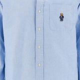 LIGHT BLUE COTTON SHIRT WITH EMBROIDERED POCKET