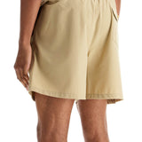 BEIGE SOLID COLOR MID-TRUNK SWIM TRUNKS IN RECYCLED POLYESTER WITH POCKET