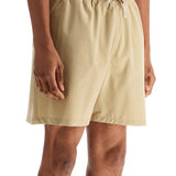 BEIGE SOLID COLOR MID-TRUNK SWIM TRUNKS IN RECYCLED POLYESTER WITH POCKET