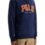 BLUE COTTON AND POLYESTER HOODIE WITH EMBROIDERED LOGO