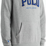 MEN'S GRAY COTTON ZIP HOODIE WITH POLO LOGO