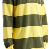 OLIVE GREEN AND YELLOW STRIPED COTTON POLO