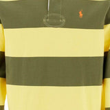 OLIVE GREEN AND YELLOW STRIPED COTTON POLO