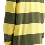 OLIVE GREEN AND YELLOW STRIPED COTTON POLO