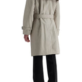 LIGHT BEIGE POLYESTER AND COTTON TRENCH COAT WITH ADJUSTABLE BELT