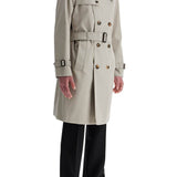 LIGHT BEIGE POLYESTER AND COTTON TRENCH COAT WITH ADJUSTABLE BELT