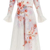 WHITE FLORAL LINEN MIDI DRESS CIARA