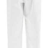 WHITE COTTON WIDE LEG TROUSERS