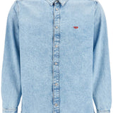 LIGHT BLUE DENIM SHIRT WITH LOGO ON CHEST