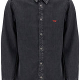 BLACK DENIM SHIRT IN COTTON AND LYOCELL WITH A FADED EFFECT