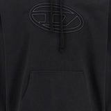 BLACK COTTON HOODIE WITH EMBOSSED LOGO