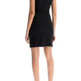 BLACK COTTON DRESS WITH CENTRAL OPENING ABOVE THE KNEE