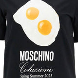 BLACK COTTON T-SHIRT WITH FRIED EGG PRINT