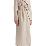 PRESSED WOOL ROBE COAT WITH NINE WORDS