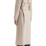 PRESSED WOOL ROBE COAT WITH NINE WORDS