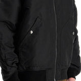 CLASSIC BLACK NYLON BOMBER JACKET WITH ZIP AND SIDE POCKETS