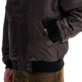 CLASSIC BLACK NYLON BOMBER JACKET WITH ZIP AND SIDE POCKETS