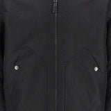 CLASSIC BLACK NYLON BOMBER JACKET WITH ZIP AND SIDE POCKETS