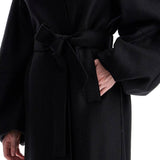 PRESSED WOOL ROBE COAT WITH NINE WORDS