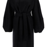 PRESSED WOOL ROBE COAT WITH NINE WORDS