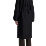 PRESSED WOOL ROBE COAT WITH NINE WORDS