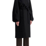 PRESSED WOOL ROBE COAT WITH NINE WORDS