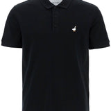 MEN'S BLACK COTTON POLO WITH DUCK EMBROIDERY