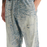 DISTRESSED DENIM JACQUARD PANTS