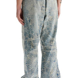 DISTRESSED DENIM JACQUARD PANTS