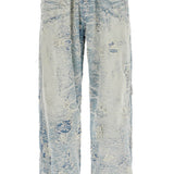 DISTRESSED DENIM JACQUARD PANTS