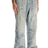 DISTRESSED DENIM JACQUARD PANTS