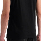 BLACK COTTON TANK TOP WITH EMBOSSED LOGO