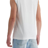 WHITE COTTON TANK TOP WITH WIDE NECKLINE