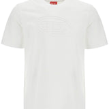 WHITE COTTON T-SHIRT WITH EMBOSSED LOGO T-ADJUST-BIGOVAL