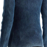 BLUE PEACOAT VERTICAL RIBBED COTTON SWEATER