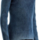 BLUE PEACOAT VERTICAL RIBBED COTTON SWEATER