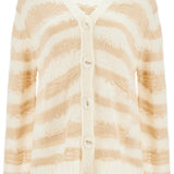 STRIPED DISTRESSED CARDIGAN WITH