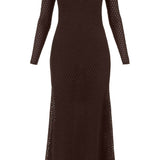 LONG KNITTED LUREX PERFORATED DRESS