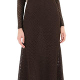 LONG KNITTED LUREX PERFORATED DRESS