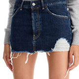 DESTROYED DENIM MINI SKIRT