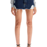 DESTROYED DENIM MINI SKIRT