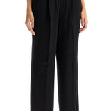 WIDE TWILL PANTS WITH ELASTIC WAISTBAND