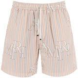 STRIPE TECHNICAL POPLIN BERMUDA SHORTS WITH LOGO  "STRIPED