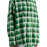 GREEN CHECKERED COTTON FLANNEL SHIRT