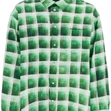 GREEN CHECKERED COTTON FLANNEL SHIRT