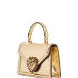 GOLD NAPPA SHOULDER BAG WITH CRYSTAL HEART AND CHAIN STRAP