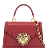 RED POPPY LEATHER SHOULDER AND CROSSBODY BAG WITH HEART MOTIF