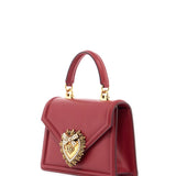 RED POPPY LEATHER SHOULDER AND CROSSBODY BAG WITH HEART MOTIF