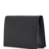 BLACK CALFSKIN SHOULDER BAG WITH EMBOSSED LOGO AND ADJUSTABLE STRAP