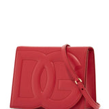 RED CALFSKIN SHOULDER BAG WITH 3D LOGO